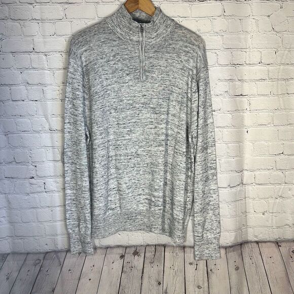 Bonobos Mens Cashmere Blend Quarter Zip Sweater Shirt size L Large Heather Gray - Picture 1 of 6
